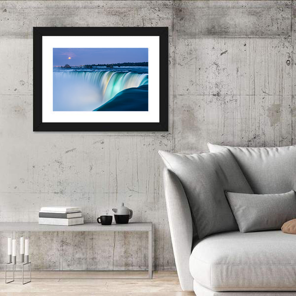 Horseshoe Falls by Moonlight Wall Art in a room, landscape