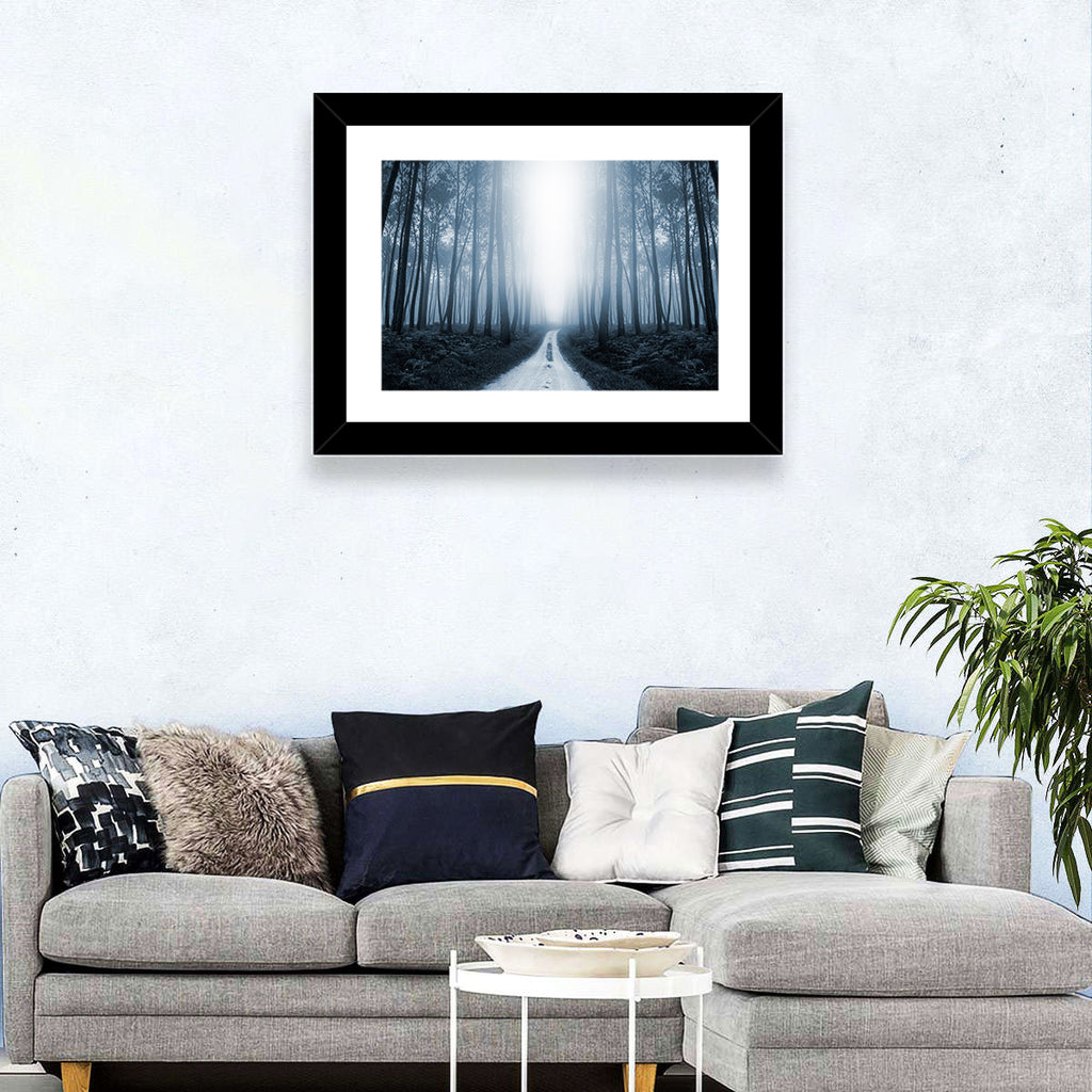 Misty Forest Road at Twilight Wall Art