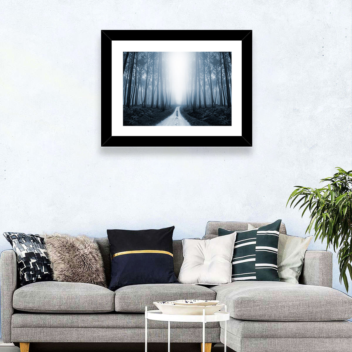 Misty Forest Road at Twilight Wall Art