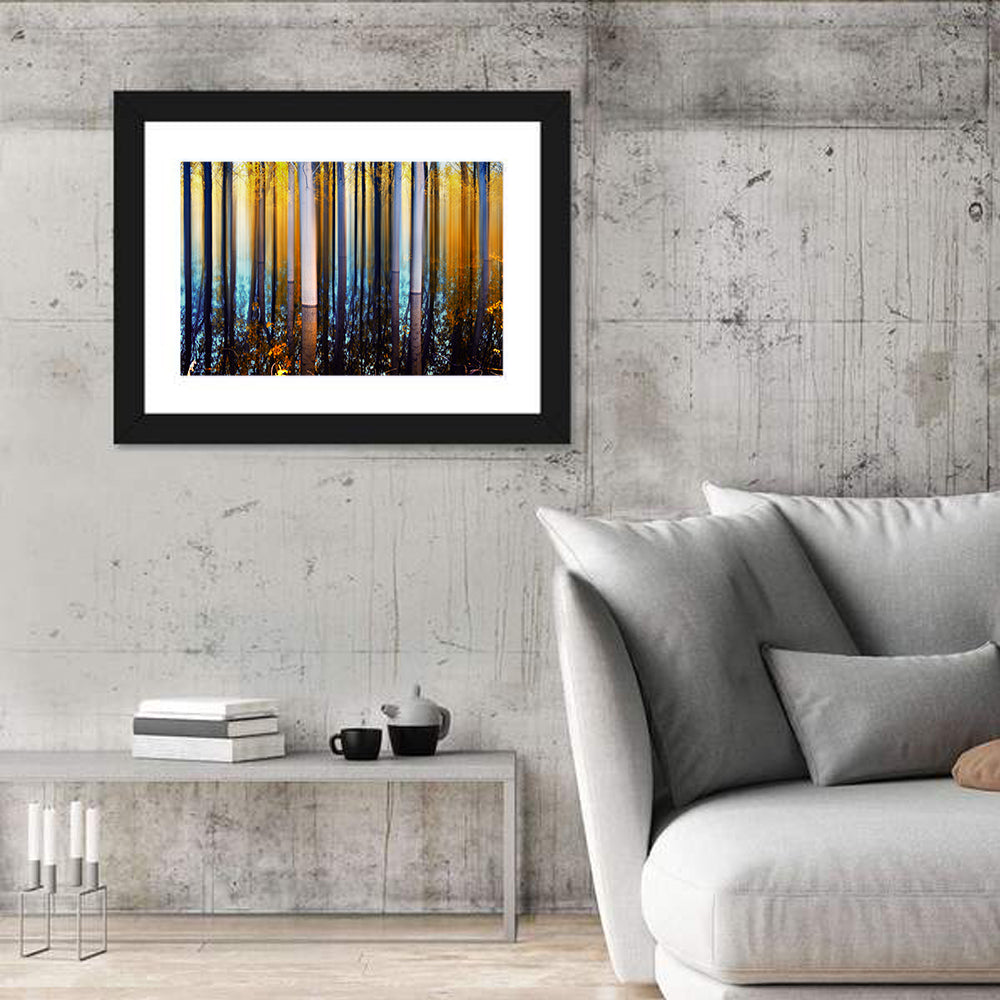 Ethereal Autumn Forest Reflection Abstract Wall Art