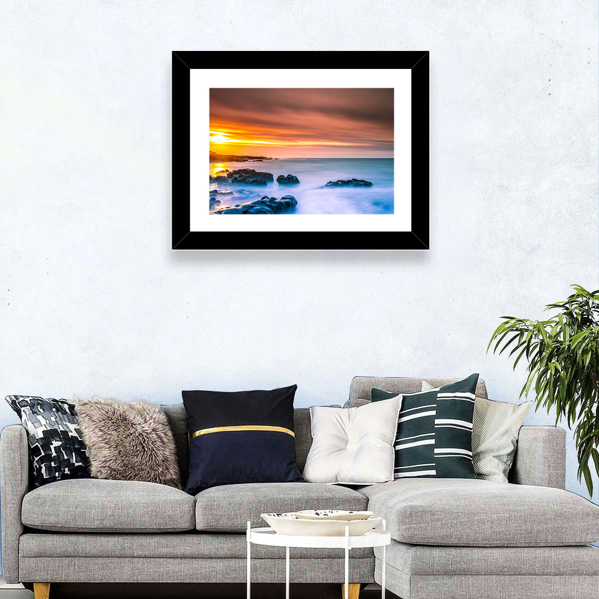 Reykjanes Golden Hour Beach Wall Art in a room, landscape