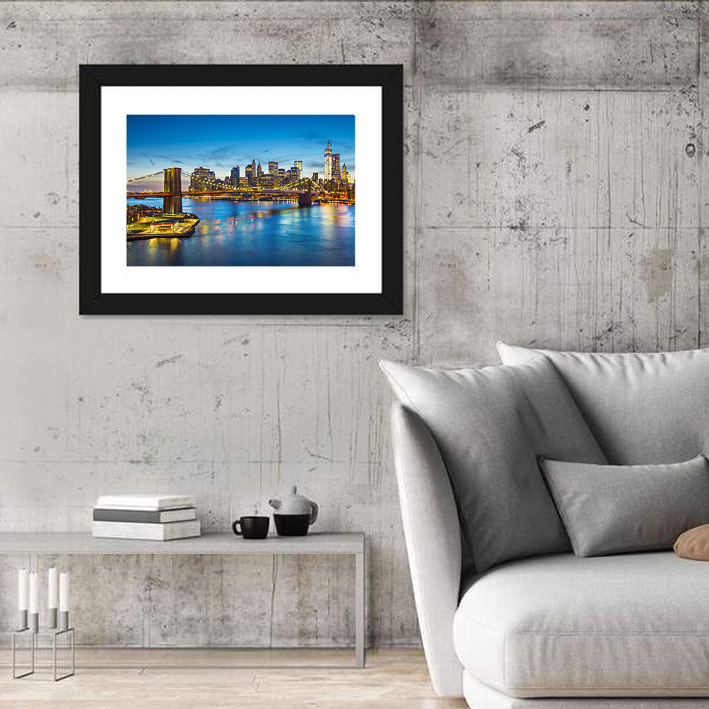 Brooklyn Bridge with Jane's Carousel Wall Art in a room, landscape