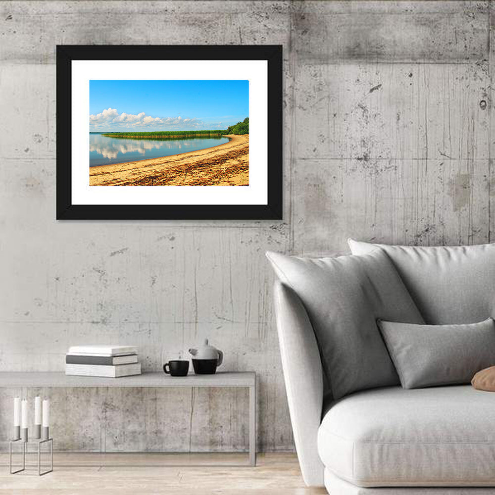 Lake Pskov Shoreline Wall Art in a room, landscape