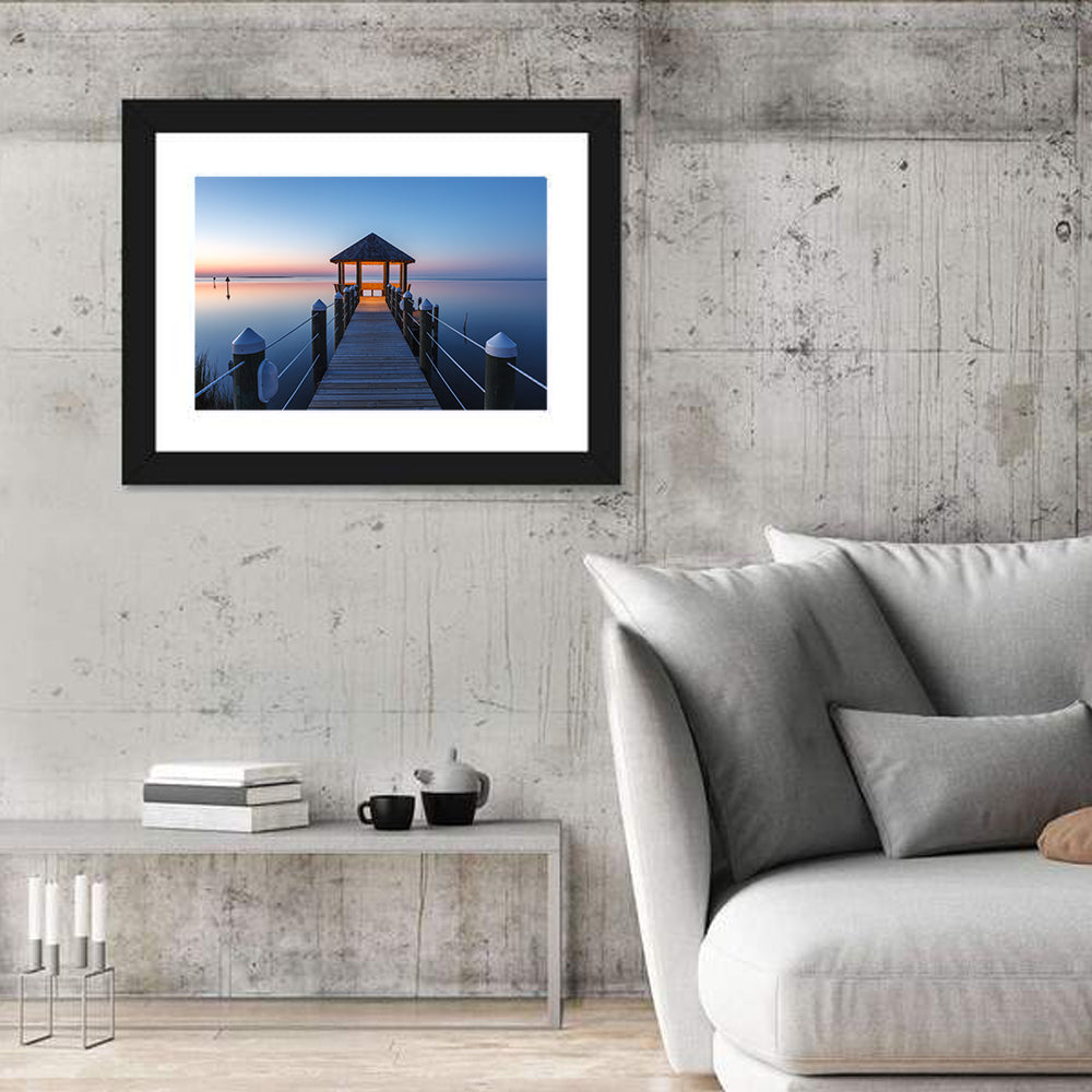 Pamlico Sound Twilight Gazebo Wall Art in a room, landscape