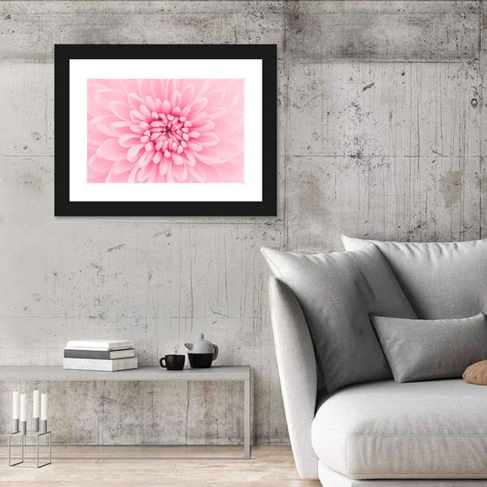 Pink Chrysanthemum Close-up Wall Art in a room, landscape