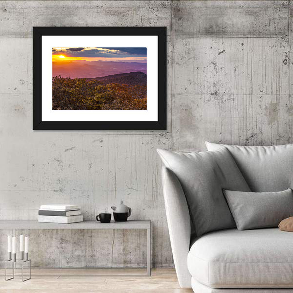 Blue Ridge Sunset Over Autumn Ridges Wall Art
