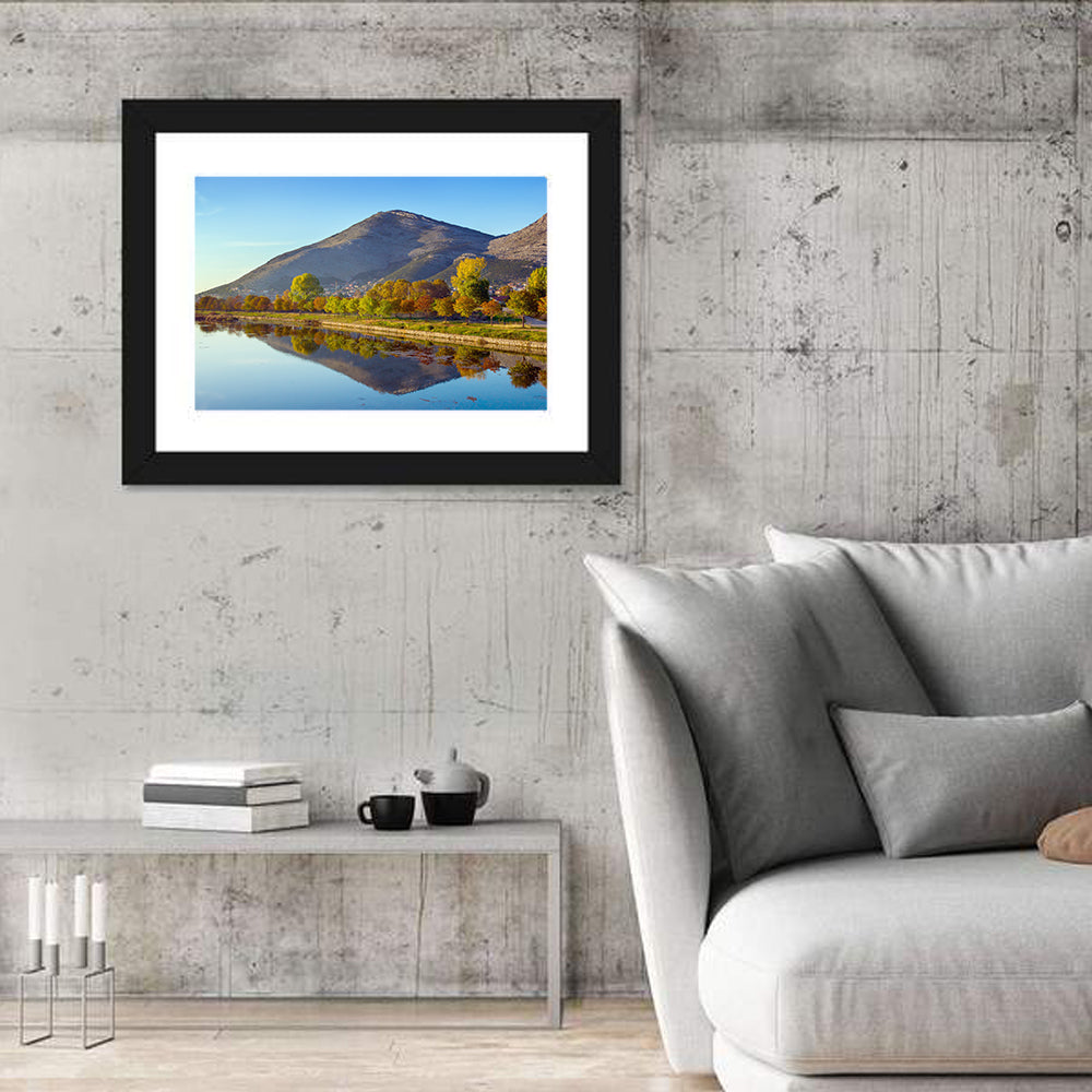 Trebišnjica River Reflection, Trebinje Wall Art in a room, landscape