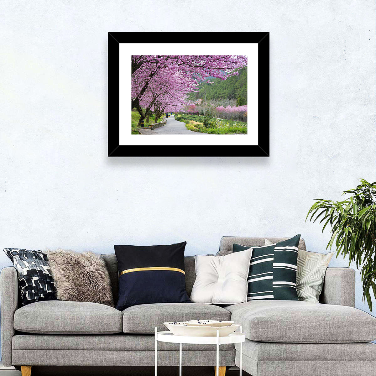 Sakura Garden Taiwan Wall Art in a room, landscape