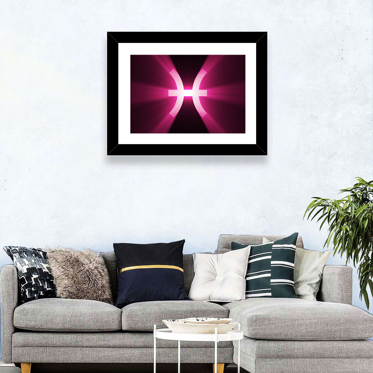 Magenta Pisces Symbol Wall Art
