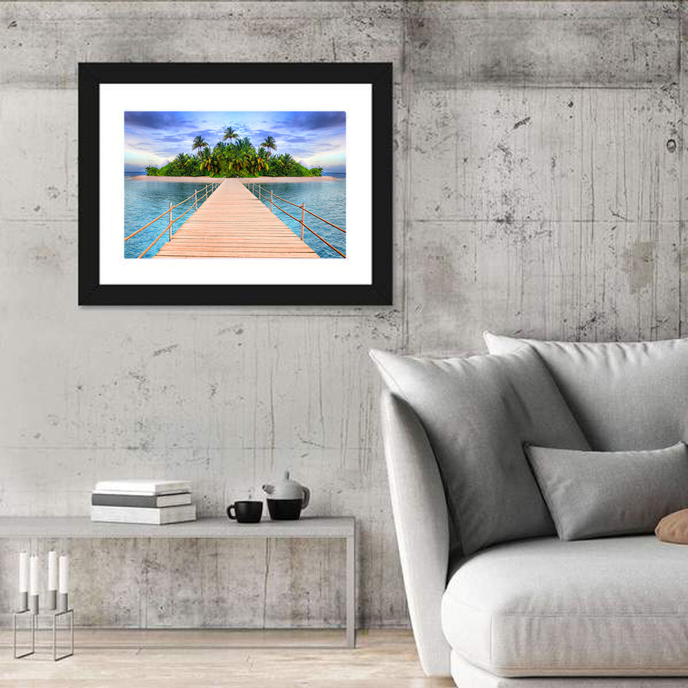 Tropical Island Pier Perspective Wall Art