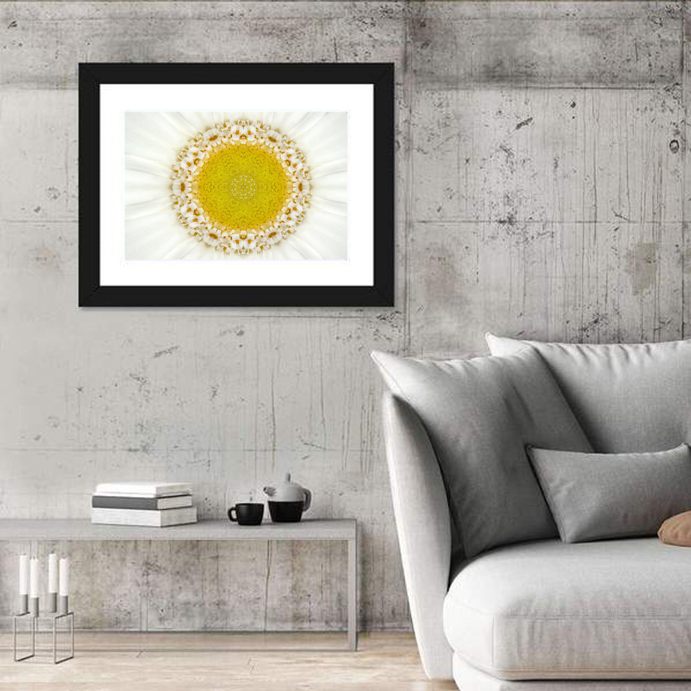 White Flower Mandala Kaleidoscope Wall Art