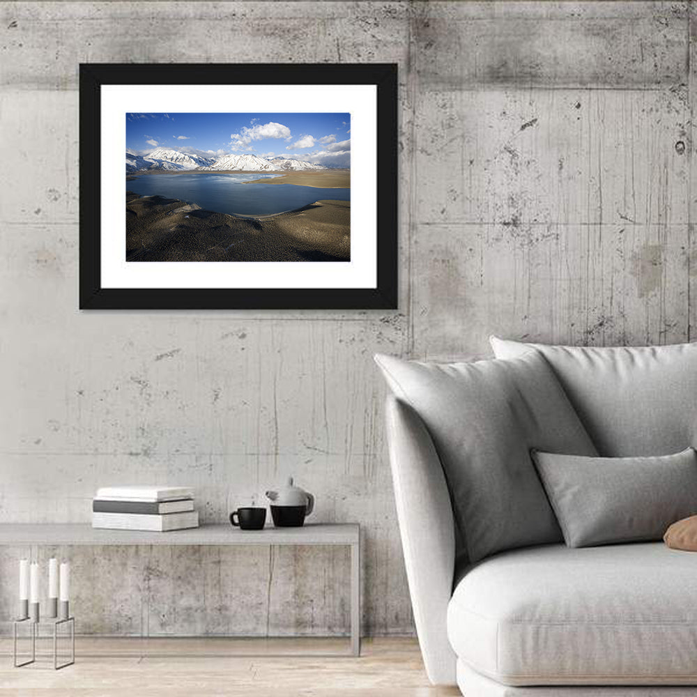 Lake Crowley Aerial View Wall Art in a room, landscape
