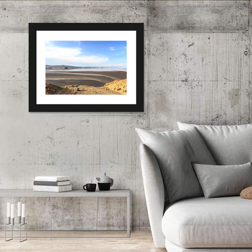 Lake Natron Flamingos Wall Art in a room, landscape