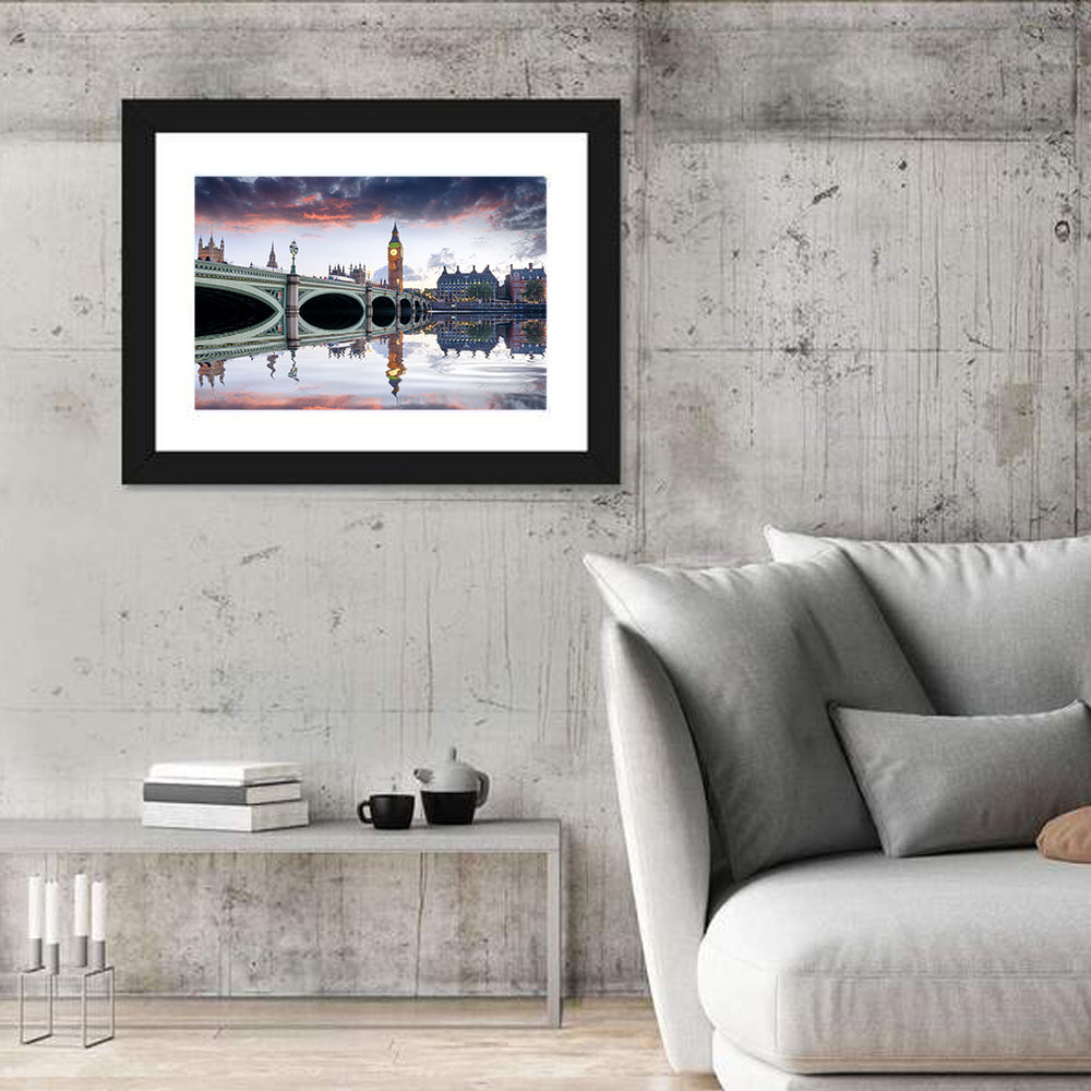 Westminster Bridge at Dusk Wall Art in a room, landscape
