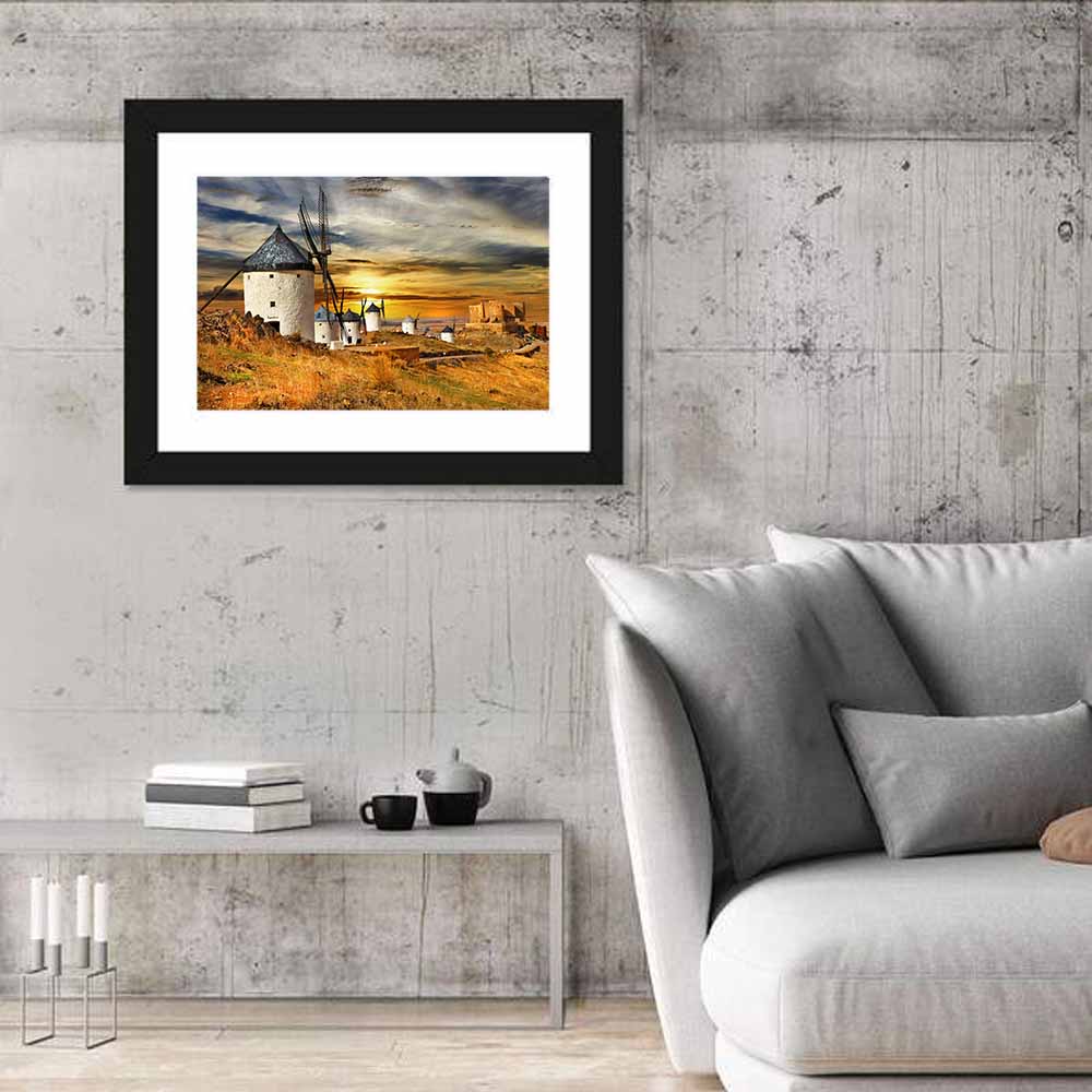 Windmills of Consuegra at Sunset Wall Art in a room, landscape