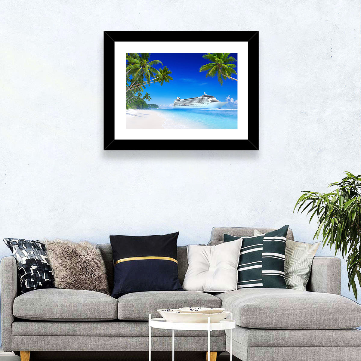 Caribbean Beach Cruise Ship Wall Art