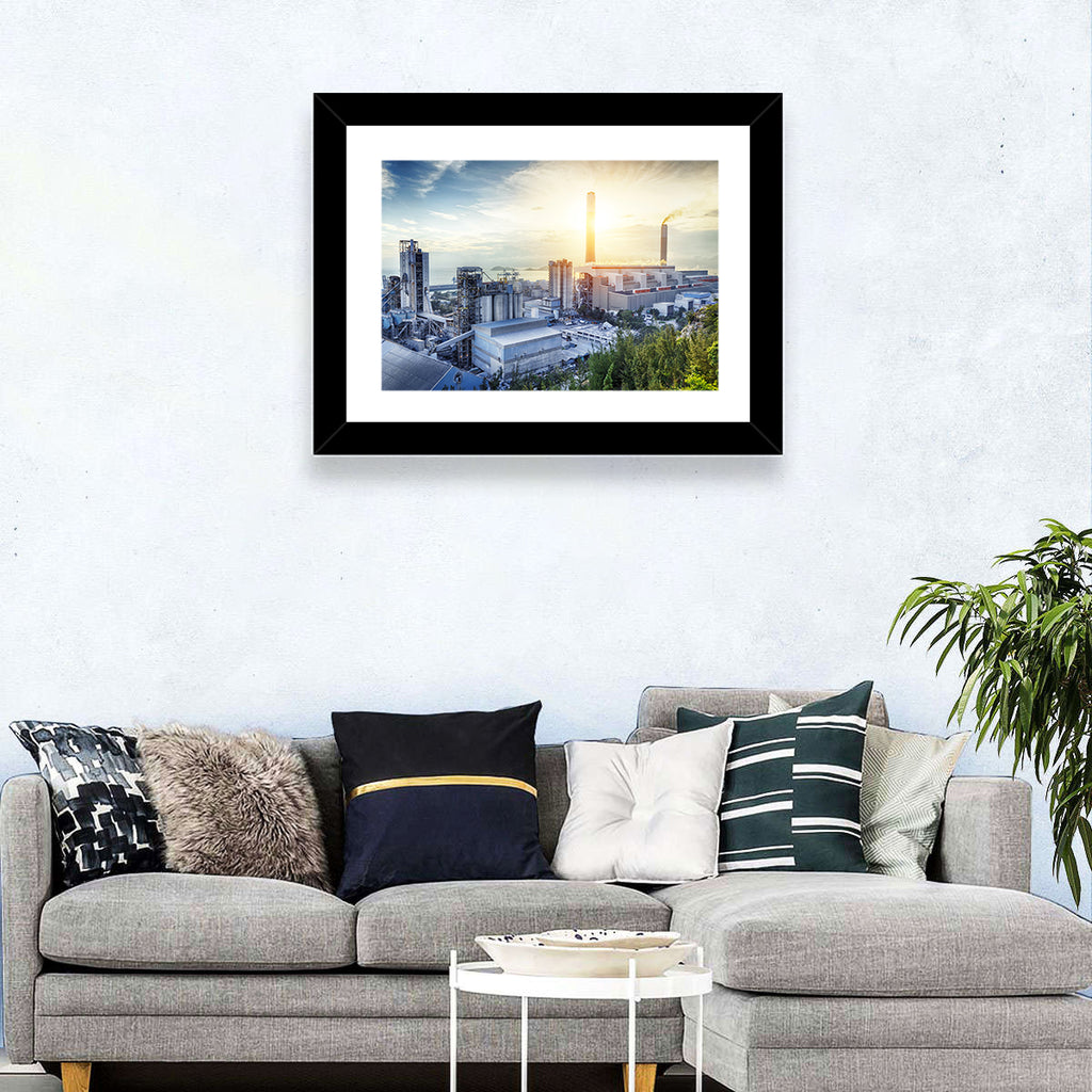 Coastal Power Plant at Sunrise Wall Art