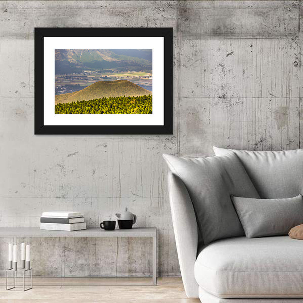 Mount Aso Komezuka Crater Wall Art in a room, landscape