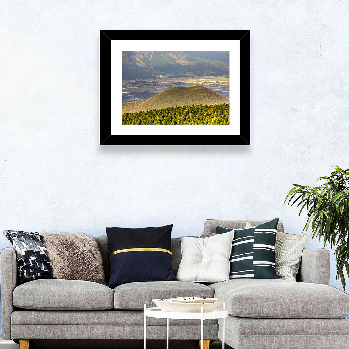 Mount Aso Komezuka Crater Wall Art in a room, landscape