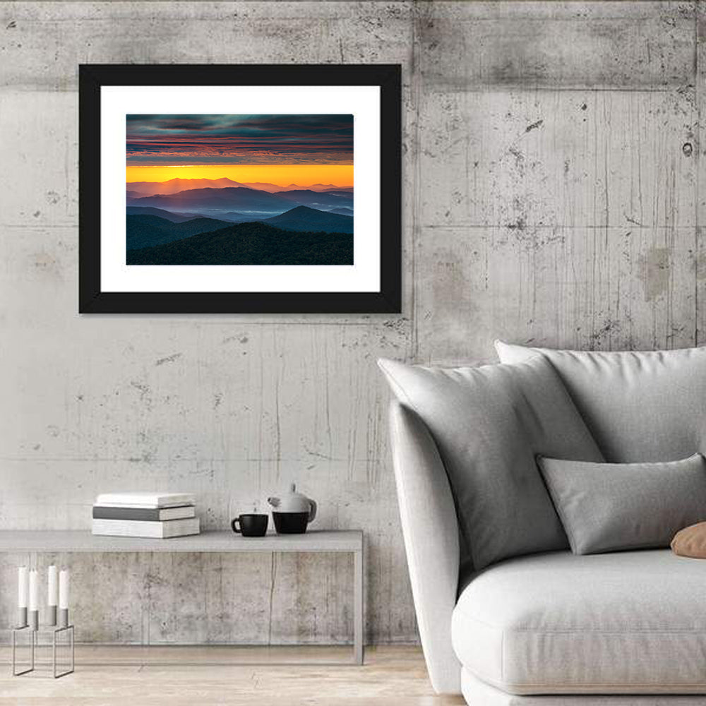 Misty Blue Ridge Sunrise North Carolina Wall Art