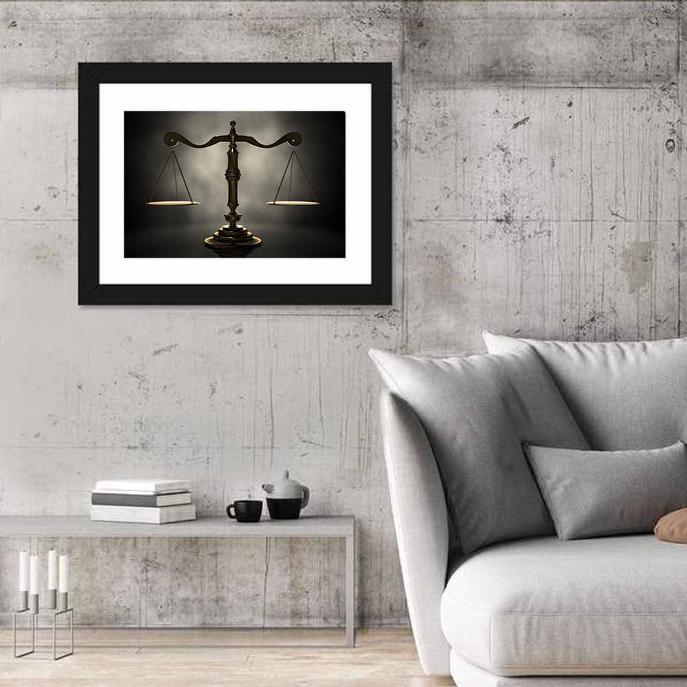Scales of Justice Wall Art in a room, landscape