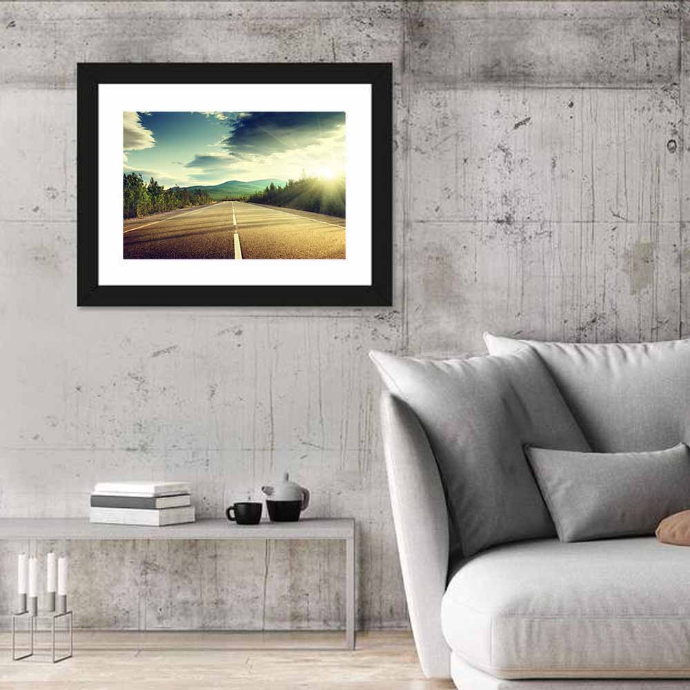 Sunlit Asphalt Road Wall Art