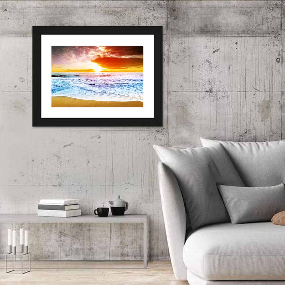Golden Beach Sunset Wall Art