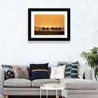 Camel Caravan Silhouette on Wet Sand Wall Art