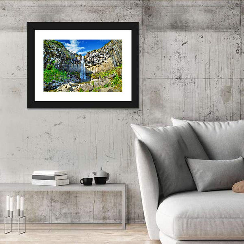 Svartifoss Basalt Falls Wall Art in a room, landscape