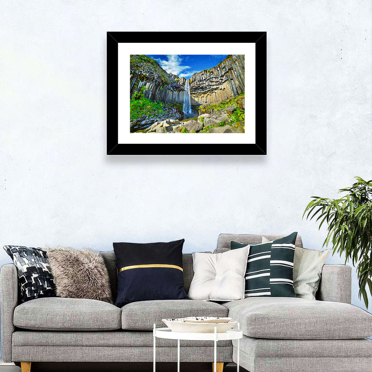 Svartifoss Basalt Falls Wall Art in a room, landscape