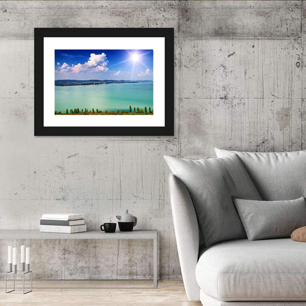 Tihany View Lake Balaton Wall Art in a room, landscape
