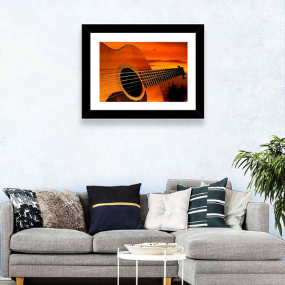 Acoustic Guitar Sunset Wall Art