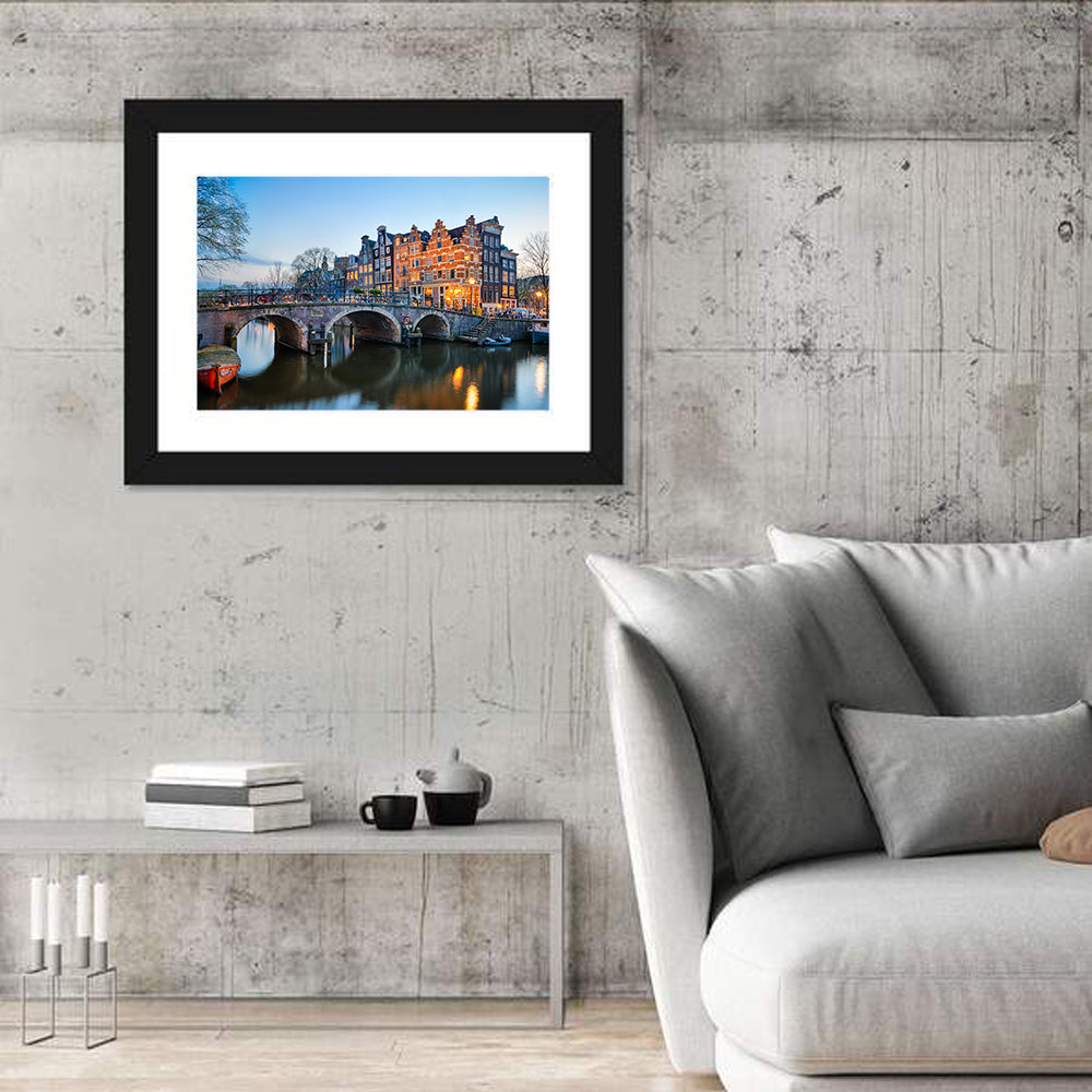 Brouwersgracht Canal Bridge at Dusk Wall Art