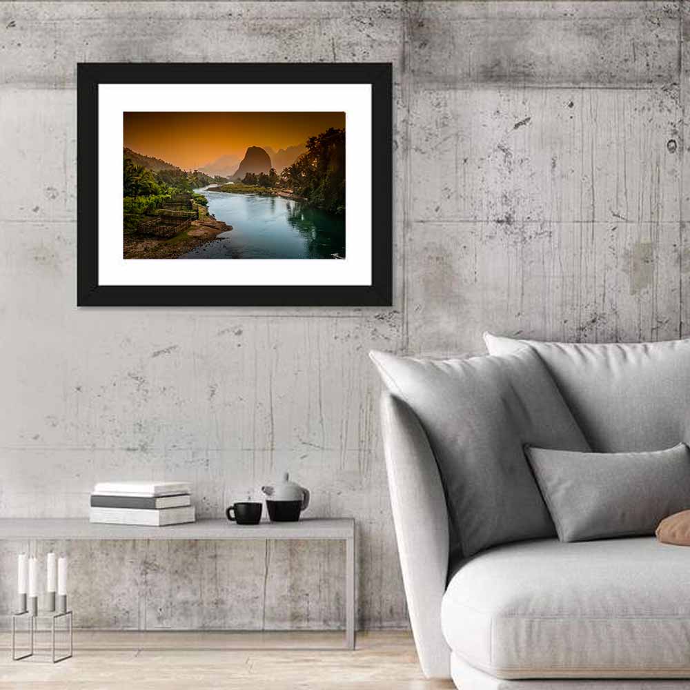 Nam Song River Wall Art in a room, landscape