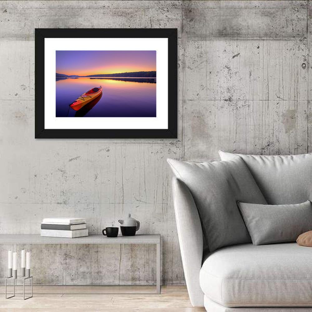 Bright Orange Kayak at Sunset Wall Art