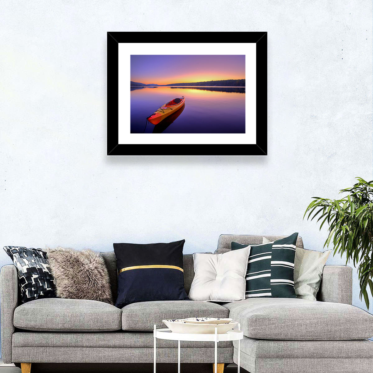 Bright Orange Kayak at Sunset Wall Art