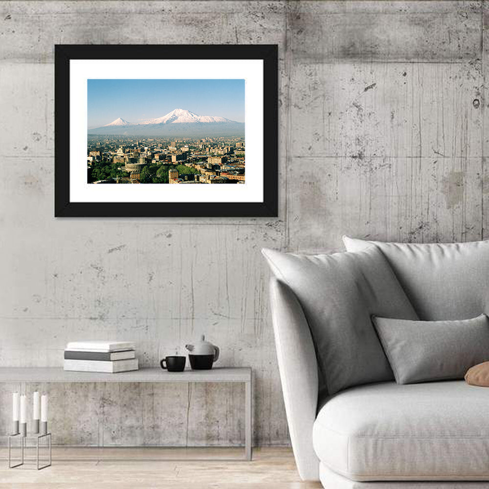 Mount Ararat Over Yerevan Wall Art in a room, landscape