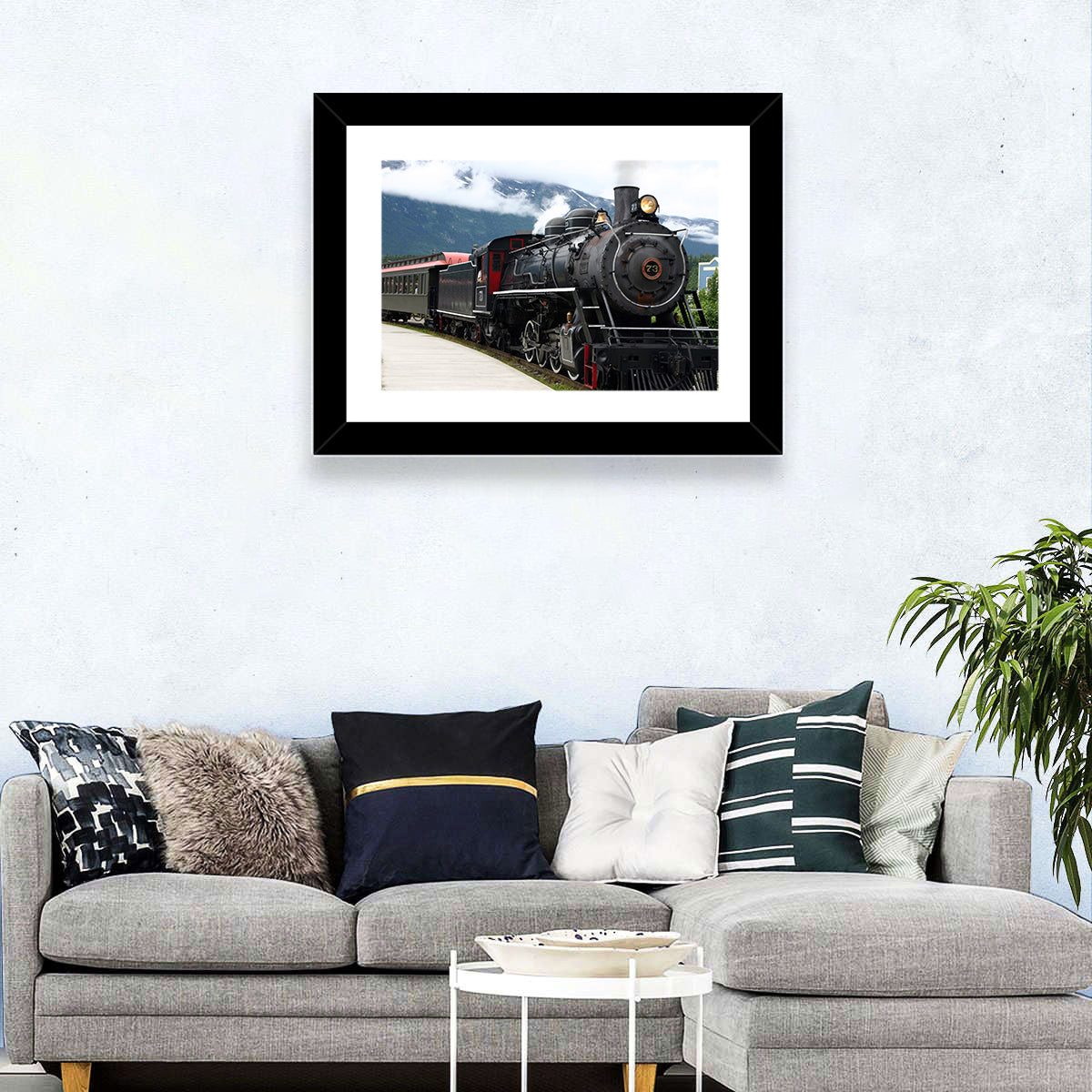 Skagway Steam Locomotive No. 73 Wall Art in a room, landscape