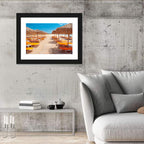 Beach Boardwalk with Orange Loungers Wall Art
