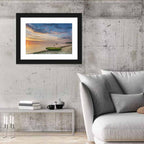 Green Rowboat at Sunrise Wall Art