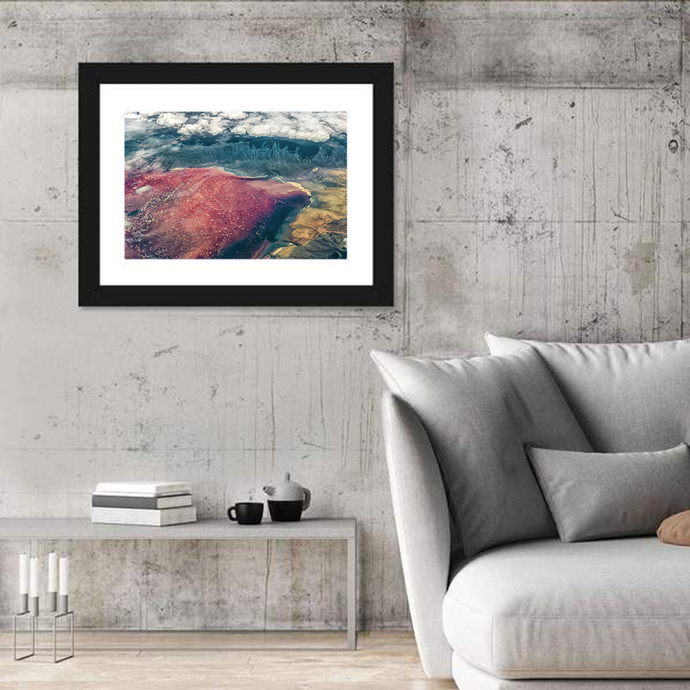 Lake Natron Aerial View Wall Art in a room, landscape