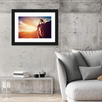 Two Hikers Summit Assist at Sunset Wall Art