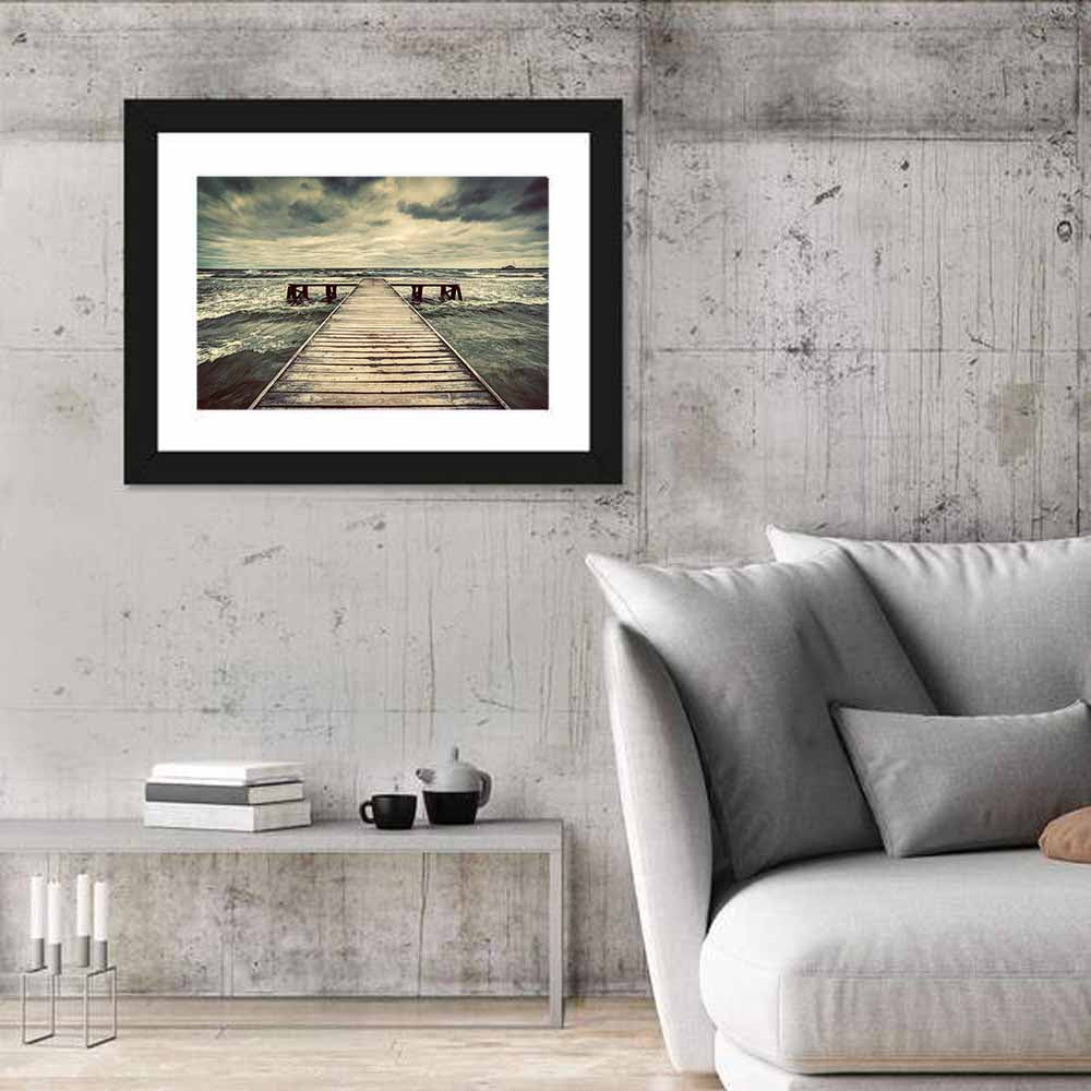 Old Wooden Jetty Wall Art in a room, landscape