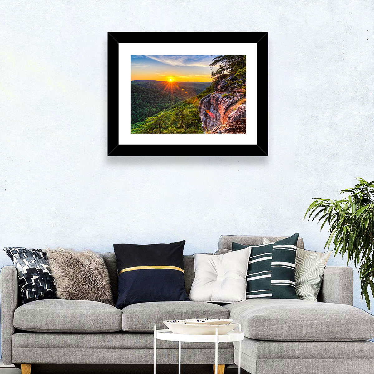 Big South Fork Gorge Sunset Wall Art in a room, landscape