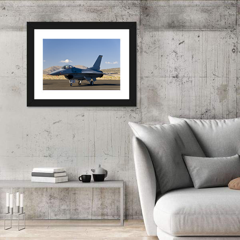 Fighter Jet Side Profile on Runway Wall Art