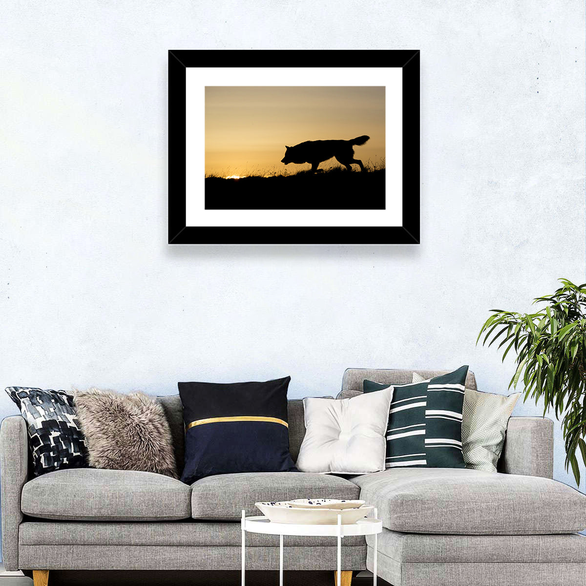 Wolf at Golden Horizon Wall Art