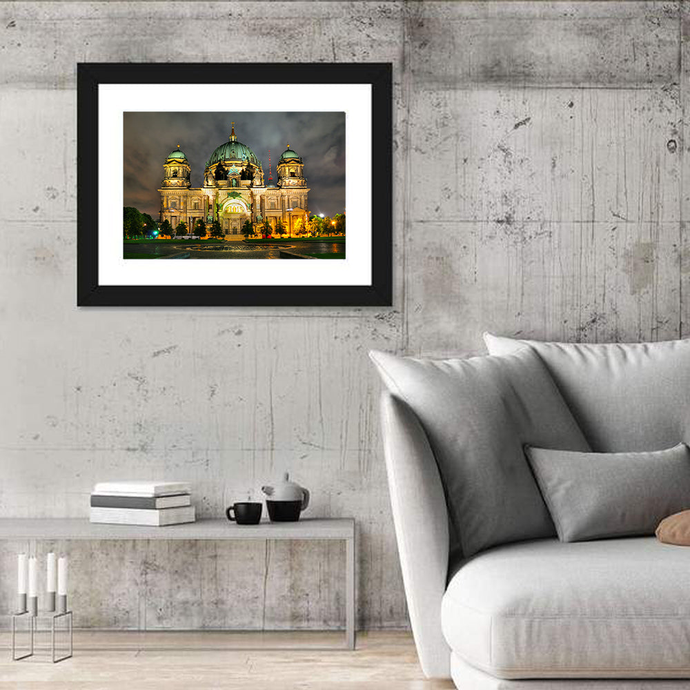 Berlin Cathedral Night View Wall Art in a room, landscape