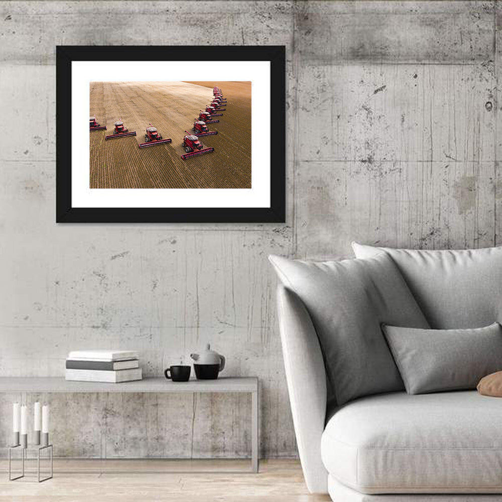 Aerial Soybean Harvest Wall Art in a room, landscape