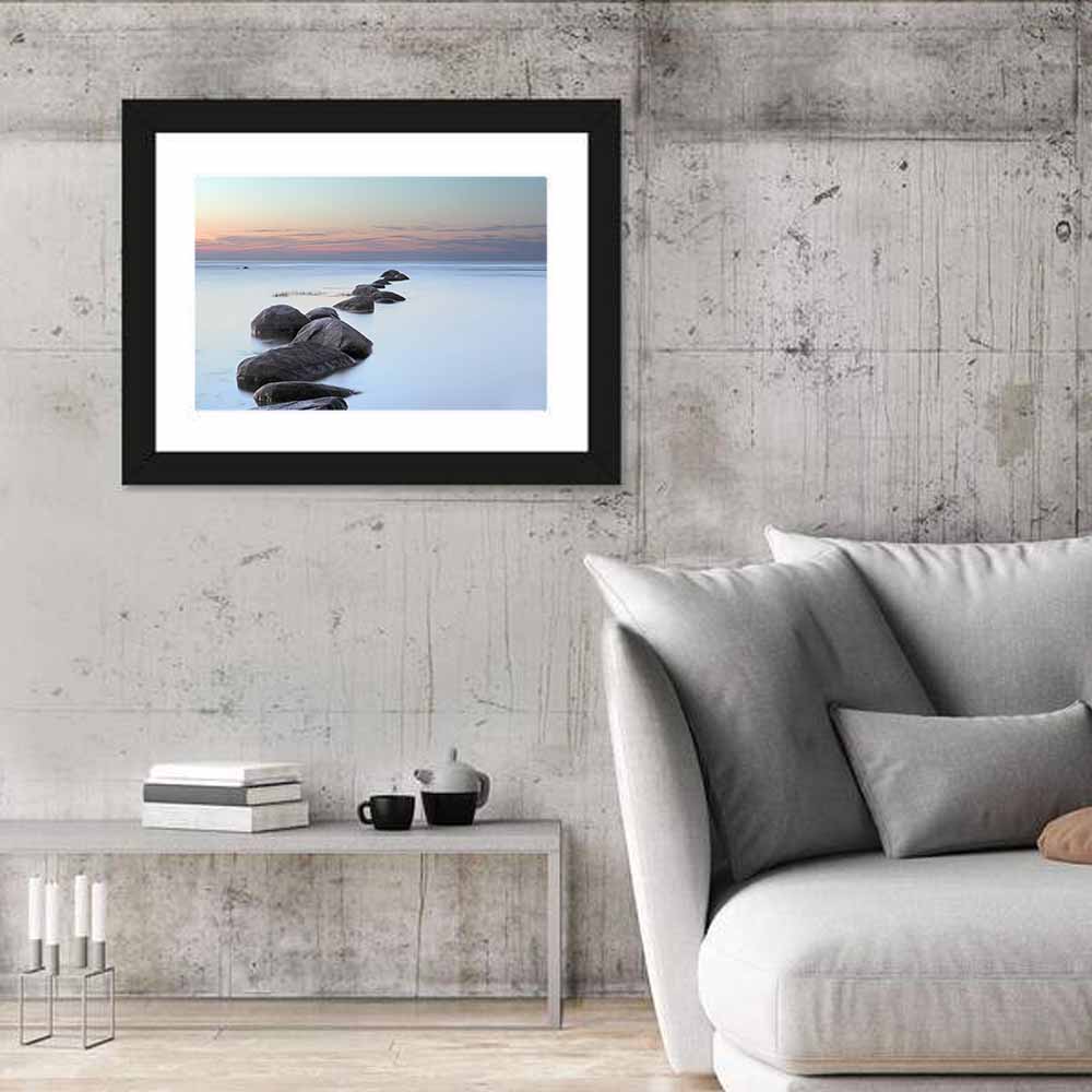 Baltic Sea Stones Wall Art in a room, landscape