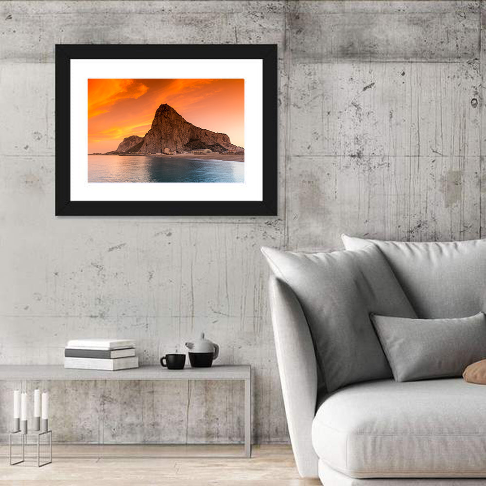 Rock of Gibraltar at Sunset Wall Art in a room, landscape